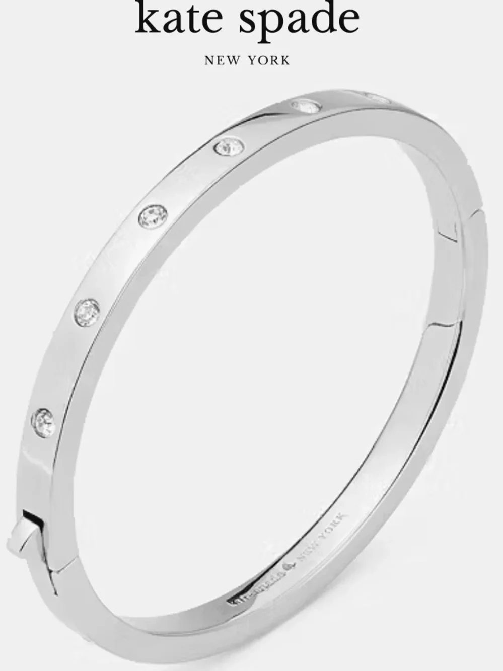 kate spade Silver Crystal Hinged Bangle Bracelet NWOT